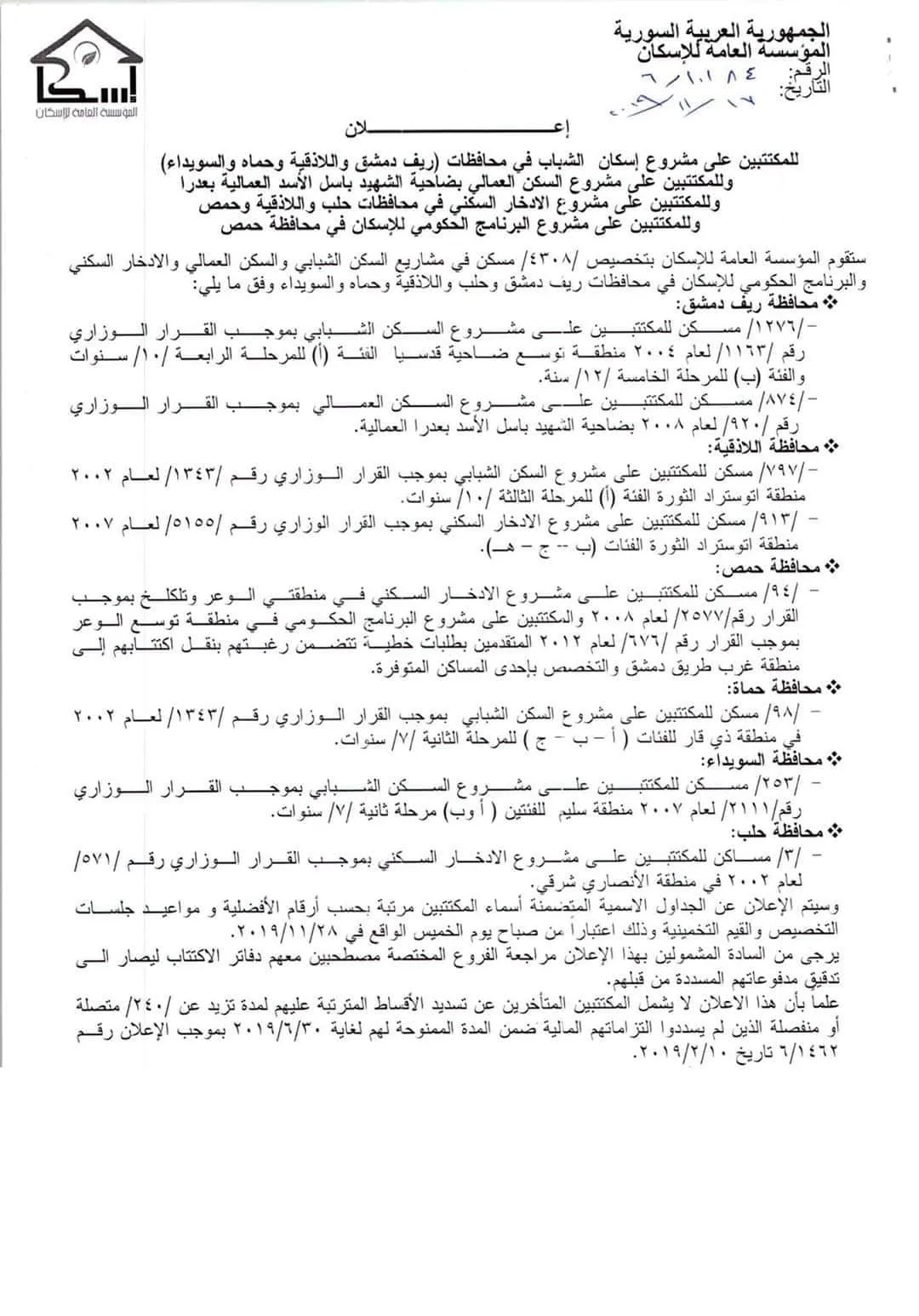 السكن الشبابي.. قرار التخصيص