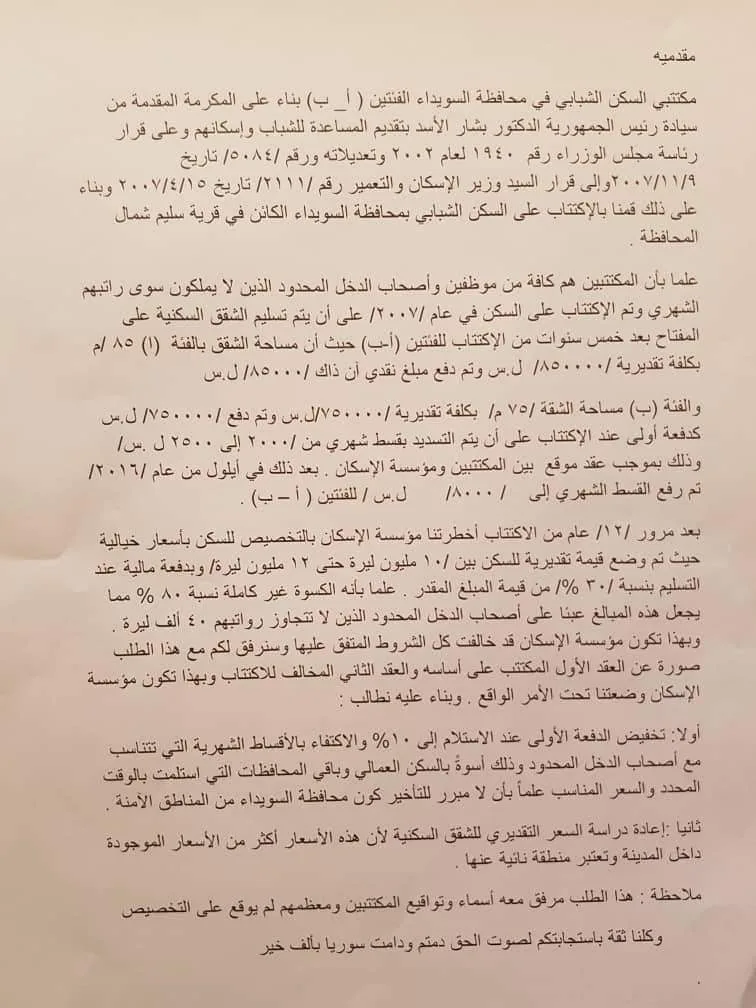 السكن الشبابي... الطلب الذي اعترض به المكتتبين على قرار التخصيص