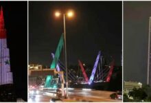 إضاءة العلم السوري بعدة دول بذكرى الجلاء