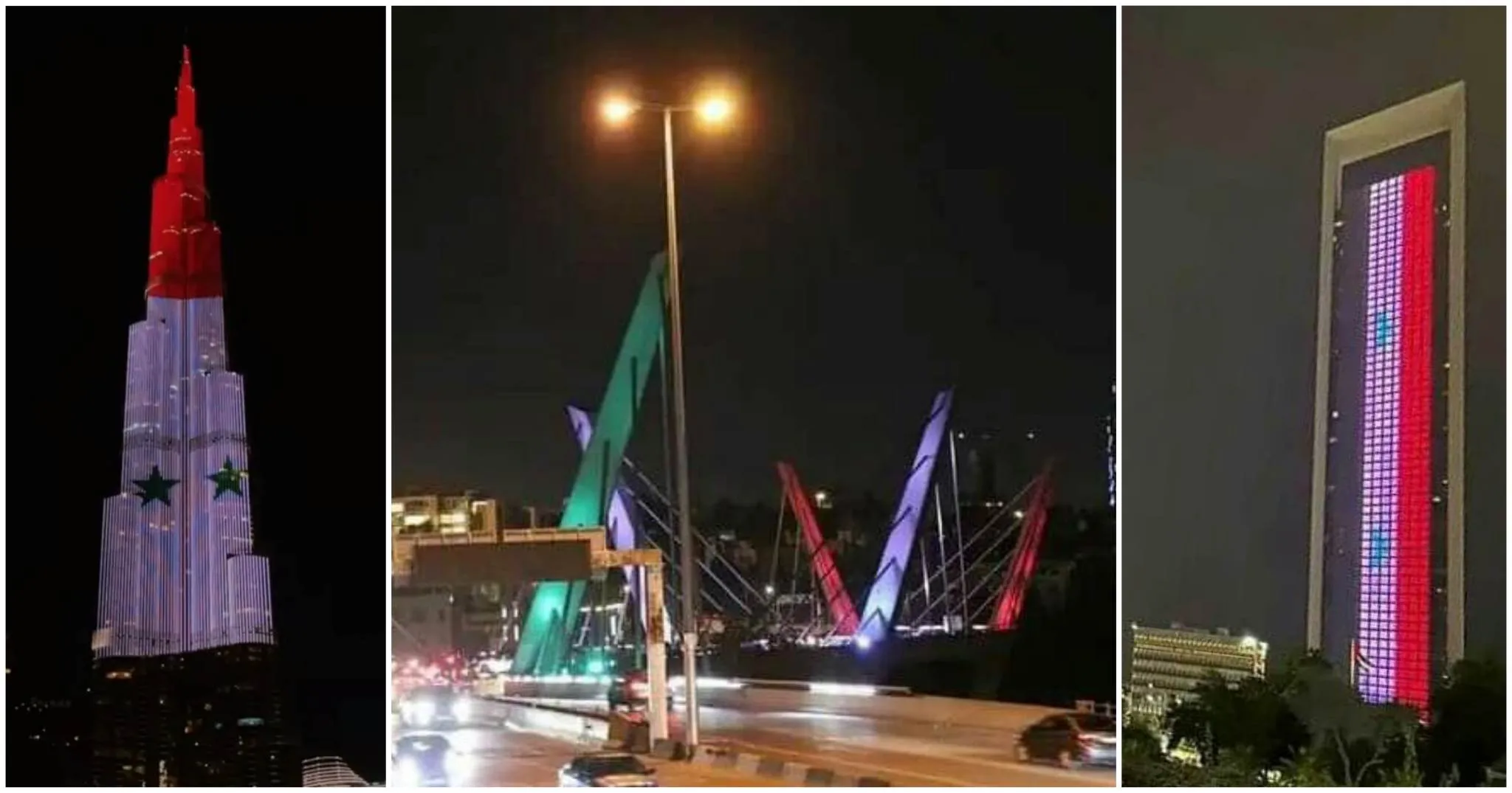 إضاءة العلم السوري بعدة دول بذكرى الجلاء