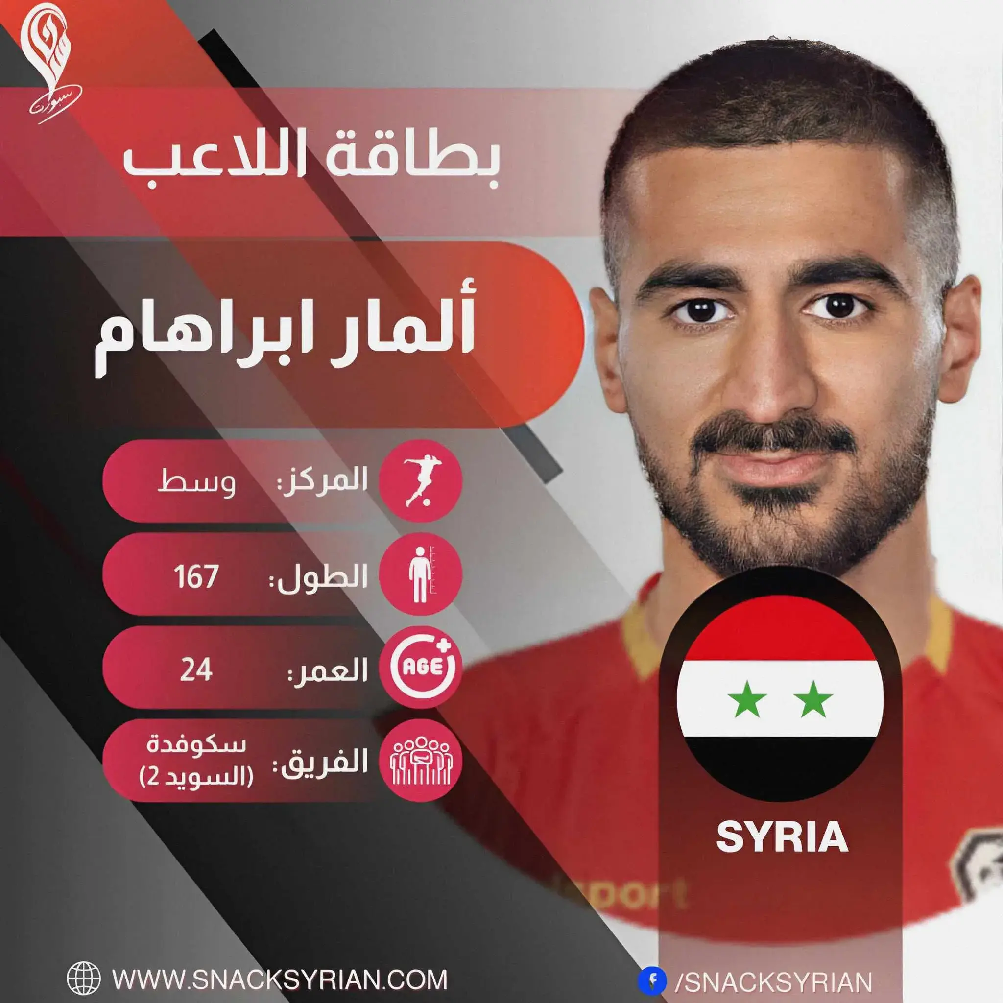 بطاقة لاعب منتخب سوريا ألمار ابراهيم