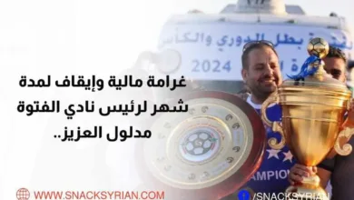 غرامة مالية وإيقاف لمدة شهر لرئيس نادي الفتوة مدلول العزيز
