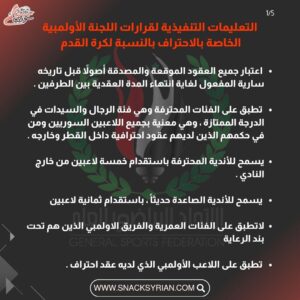 التعليمات التنفيذية لقرارات اللجنة الأولمبية الخاصة بالاحتراف بالنسبة لكرة القدم