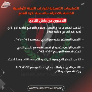 التعليمات التنفيذية لقرارات اللجنة الأولمبية الخاصة بالاحتراف بالنسبة لكرة القدم