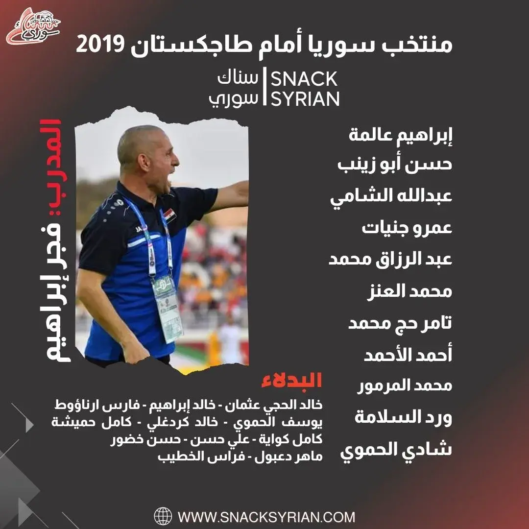 تشكيلة سوريا أمام طاجكستان 2019