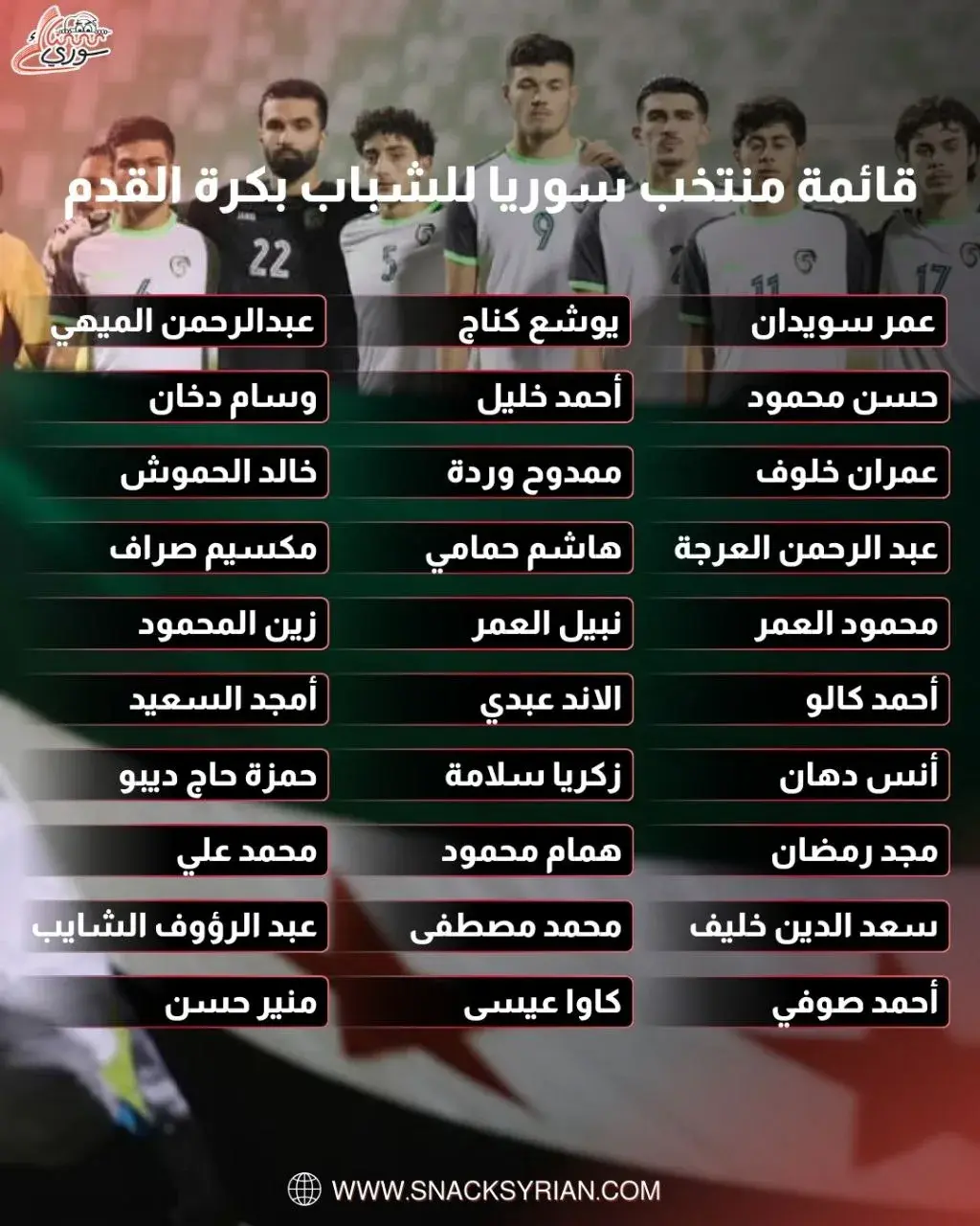 قائمة منتخب سوريا للشباب بكرة القدم